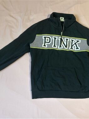 PINK Half-Zip Pullover with Stripe Logo